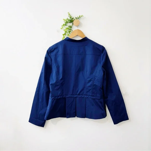 Cynthia Rowley Dark Blue Zip Up Peplum Jacket - Picture 2 of 8